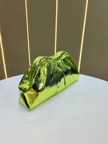 Donna Borsa a Pouch Plissettata Moda Stampa Serpente Pelle PU Borsa da Sera Con Catena
