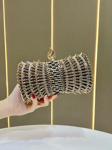 Borsa da Sera di Lusso con Strass da Donna Vintage Pochette Borsa a Tracolla con Catena in Metallo Matrimonio Festa
