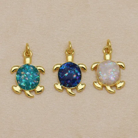 Fashion Copper Enamel Parrot Turtle Dumbbell Pendant Accessory Drip Oil Animal Letter Pattern Pendant Only For Necklace Jewelry