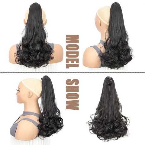 Synthetic Claw Clip Ponytail Long Wavy Curly Hair Piece Natural Heat Resistant Hair Extensions For Women Daily Wear