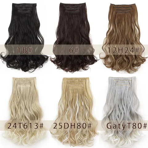 Synthetische Lange Krullende Haarverlengingen Clip in Golvend Haarstuk Natuurlijk Lijkende Haarverlengingen Voor Dames Haarstyling