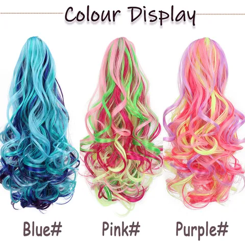 Perruque Queue de Cheval Pince Griffe Colorée Fibre Synthétique Dégradé Cheveux Ondulés Mélangés Postiche pour Femmes Accessoires de Coiffure Fête Quotidienne