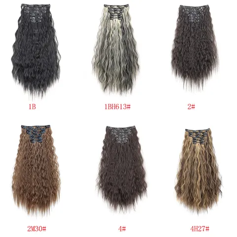 Synthetische Hogetemperatuurvezel Golvende Krullende Haarextensions Corn Perm Highlights Lange Haartressen Voor Vrouwen