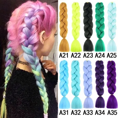 Colorful Gradient Jumbo Braids Synthetic Fiber Hair Extension Crochet Hair For Women Daily Fashion Hair Accessories