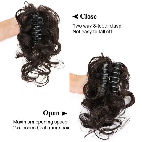 Parrucca Donna Capelli Corti Ricci Coda di Cavallo Chignon con Molletta Naturale Soffice Sintetica