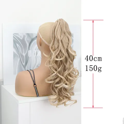Synthetische Hogetemperatuurvezel Golvende Klauw Clip Paardenstaart Pruik Vrouwen Highlight Lang Krullend Haar Extensie Natuurlijke Look