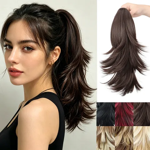 Kunstfaser Klauenklemmen Pferdeschwanz Haarverlängerung Lang Wellig Lockig Hoher Pferdeschwanz Haarteil Für Damen Tägliche Kleidung