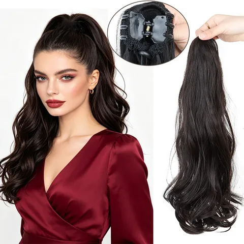 Synthetic High Temperature Fiber Big Wavy Ponytail Wig With Claw Clip Long Curly Hair Piece For Women Daily Styling