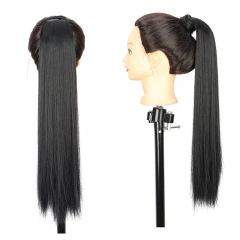 Synthetische Paardenstaart Extensie Klittenband Stijl Krullend Haarstuk Zwart Bruin Blond Lang Haar Voor Vrouwen