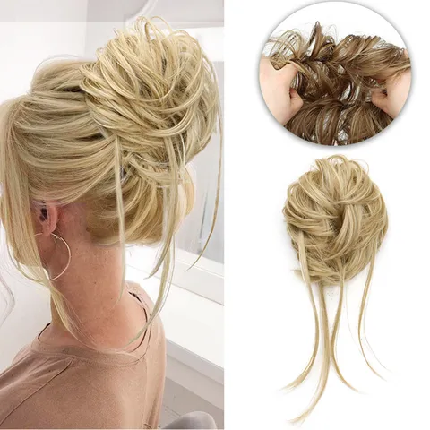Elastico per Chignon in Capelli Sintetici da Donna Estensione Ricci E Puffy Acconciatura Accessorio per Capelli