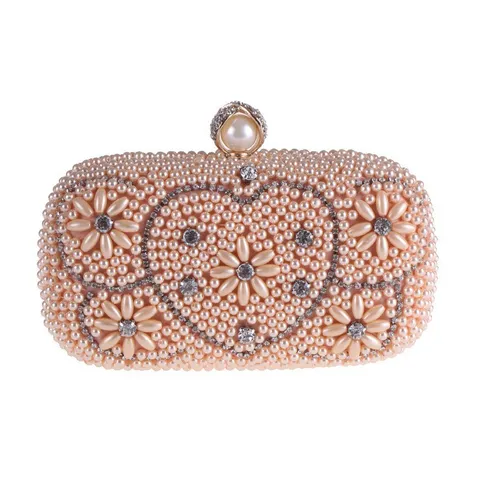 Dames Avondtas Parel Strass Hartpatroon Clutch Elegante Handtas