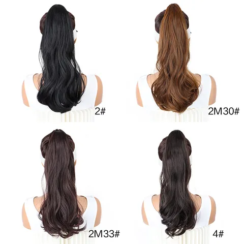 Damen Zopfperücke Mit Klappclip Lange Gewellte Synthetische Haarverlängerung Natürliches Flauschiges Haarteil Für Alltag