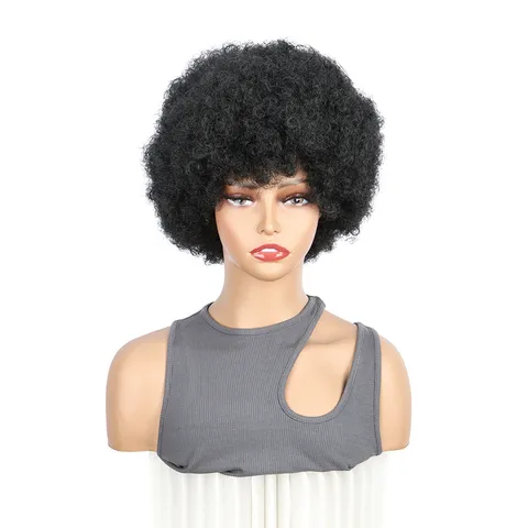 Kurze Afro Kinky Lockige Perücke Synthetisches Haar Kurze Flauschige Perücke Für Frauen Tägliche Party Haare Styling