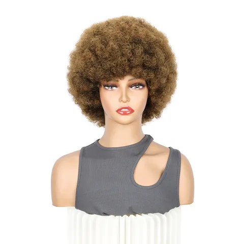 Kurze Afro Kinky Lockige Perücke Synthetisches Haar Kurze Flauschige Perücke Für Frauen Tägliche Party Haare Styling
