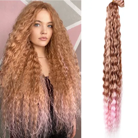Deep Wave Bulk Haar Häkeln Braiding Haar Synthetische Hochtemperatur Faser Damen Haarverlängerung Haarbündel