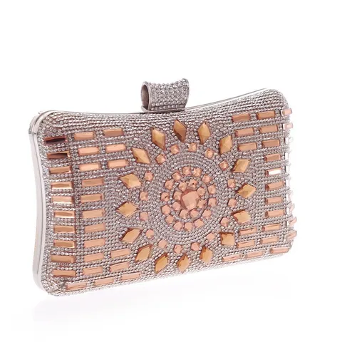 Dames Luxe Avond Clutch Tas Strass Handtas Glinsterend Kristal Feest Prom Bruiloft Portemonnee Met Metalen Ketting