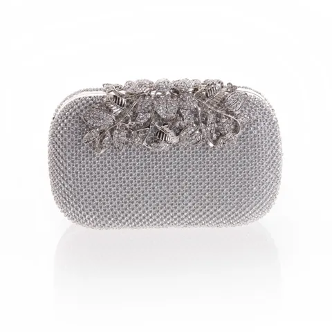 Dames Strass Avondtas Luxe Kristallen Clutch Portemonnaie Metalen Harde Schaal Feest Handtas Met Ketting