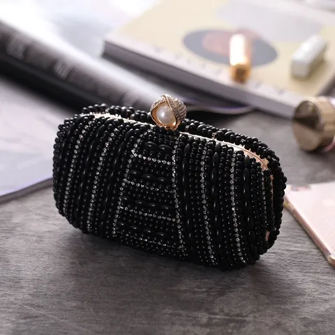 Dames Avondtas Handgemaakt Kraal Parel Strass Clutch Luxe Huwelijk Feest Handtas Polyester Avondtasje