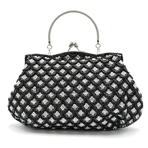 Dames Strass Parel Avondtas Pailletten Clutch Portemonnaie Vintage Glitter Schouderketting Bruiloft Feest Handtas