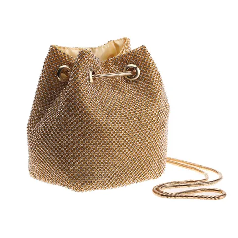 Vrouwen Strass Avondtas Mode Emmer Handtas Sprankelende Kristal Ketting Crossbody Tas Luxe Feest Portemonnee