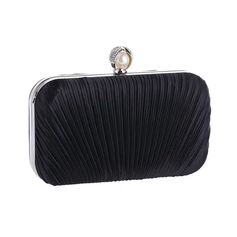 Vrouwen Mode Geplooide Avondtas Luxe Strass Parel Avond Clutch Tas Keten Schoudertas Banket Feest Handtas