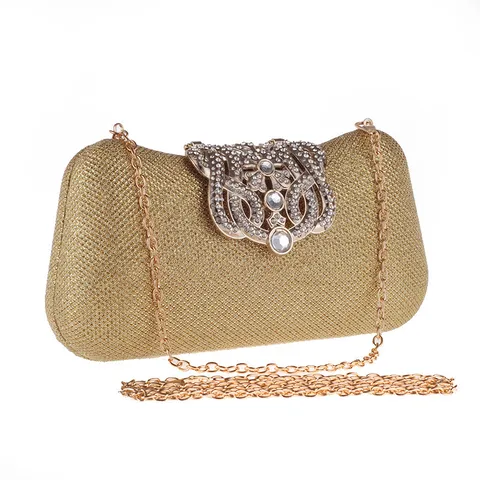 Dames Strass Kroon Avondtas PU Leer Glitzer Harde Schaal Clutch Crossbody Keten Schoudertas Voor Banket Feest