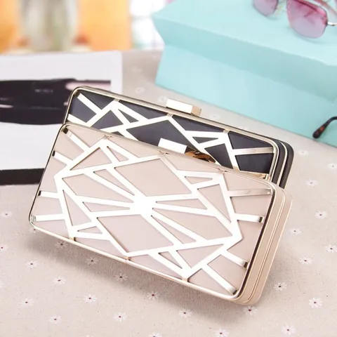 Dames Avondtas Clutch Elegant Geometrisch Uitgesneden Metaal Harde Schaal Handtas Schoudertas Mode Feest Portemonnaie