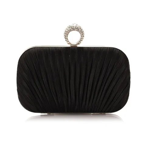 Dames Avondtas Strass Plooien Clutch Handtas Metalen Frame Crossbody Banket Feest Portemonnee Met Kettingriem