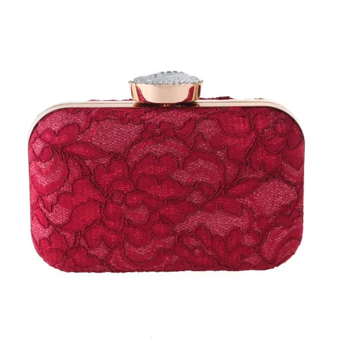 Dames Mode Avondtas Strass Ketting Clutch Polyester Kantpatroon Elegante Feest Bruiloft Schoudertas