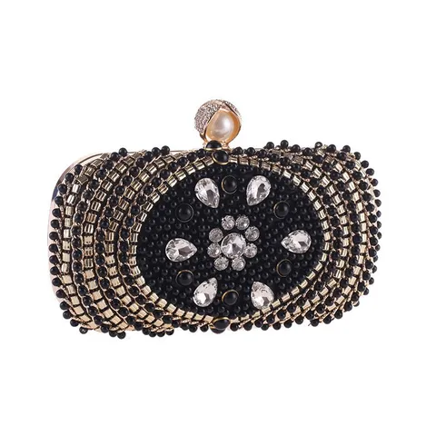 Dames Luxe Avondtas Harde Schale Clutch Strass Parel Kraal Crossbody Schoudertas Bruiloft Feest Handtas
