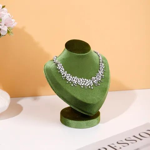 Velvet Portrait Bust Jewelry Necklace Display Stand High End Necklace Holder Showcase Home Jewelry Storage Organizer Green White