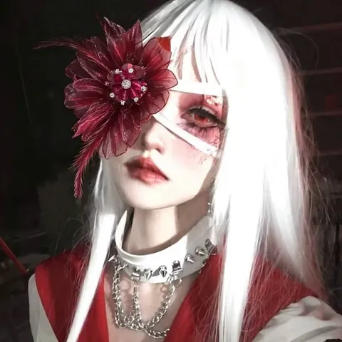 Gothic Dark Halloween Rote Blume Strass Augenmaske Cosplay Schönheit Verkleiden Fotografie Requisite Personalisiertes Accessoire
