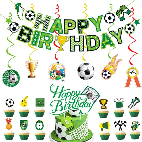 Decoraciones de Fiesta de Cumpleaños Tema Fútbol Pancarta Globos Suministros de Fiesta