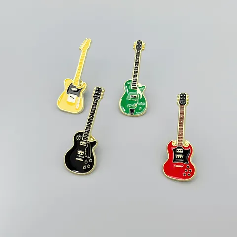 Zinc Alloy Electric Guitar Brooch Enamel Musical Instrument Badge Fashion Backpack Clothing Decorative Pin Jewelry Gift