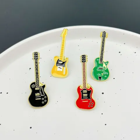 Zinc Alloy Electric Guitar Brooch Enamel Musical Instrument Badge Fashion Backpack Clothing Decorative Pin Jewelry Gift