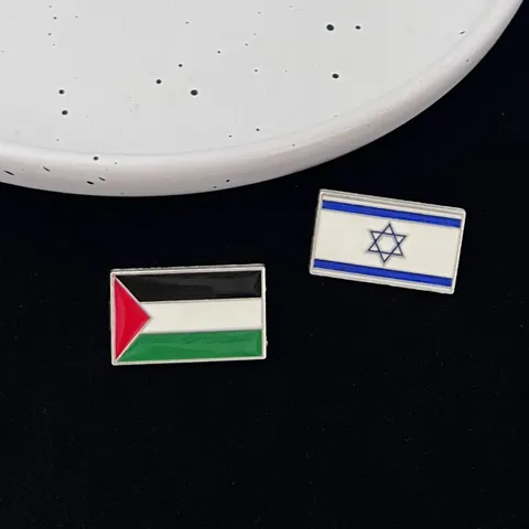 Zinc Alloy Enamel Flag Brooch Pin Israel Palestine National Flag Metal Badge For Clothing Bag Decorative Commemorative Jewelry