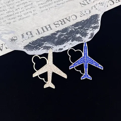 Simple Creative Alloy Airplane Cloud Brooch Rhinestone Inlaid Exquisite Suit Corsage Pin For Women Fashion Jewelry Accessory