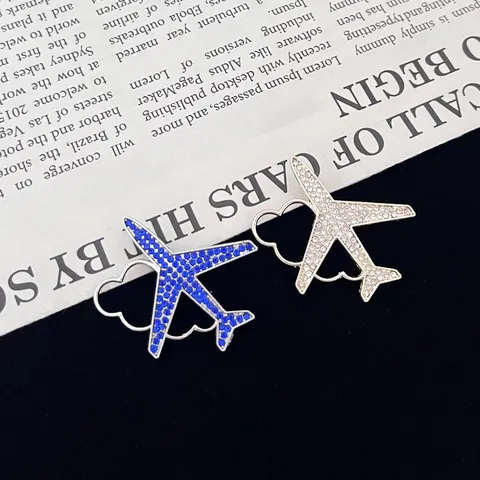 Simple Creative Alloy Airplane Cloud Brooch Rhinestone Inlaid Exquisite Suit Corsage Pin For Women Fashion Jewelry Accessory