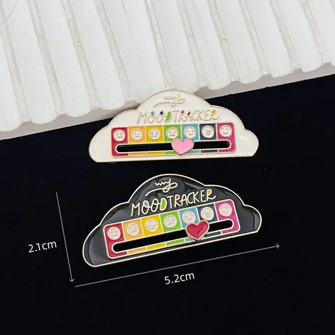 Creative Social Battery Mood Tracker Zinc Alloy Pin Badge With Sliding Heart Cloud Shape Brooch For Clothes Bag Decoration