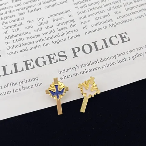 Metal Peace Dove Cross Brooch Fashion Enamel Clothing Accessories Collar Pin Suit Badge Jewelry Gift