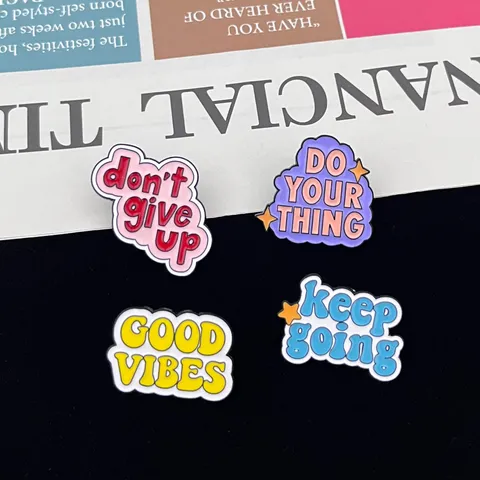 Alloy English Letter Brooch Cartoon Enamel Pin Versatile Anti-Glare Buckle Fashion Clothing Accessory Gift