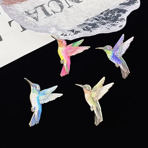 Hummingbird Brooch Zinc Alloy Enamel Bird Badge Elegant Vintage Clothes Pin Fashion Jewelry For Women Men