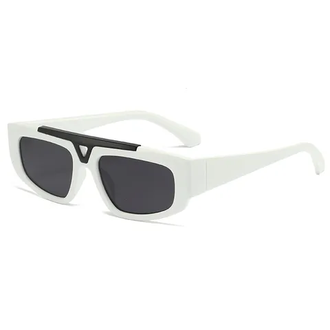 Herren Retro Quadratische Sonnenbrille Doppelsteg Metall Dreieck Dekor UV400 Sonnenbrille Mode Outdoor Brille