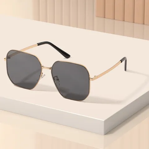 Damen Mode Metallrahmen Verlaufsglas Sonnenbrille UV400 Schutz Outdoor Fahren Stilvolle Freizeit Brille
