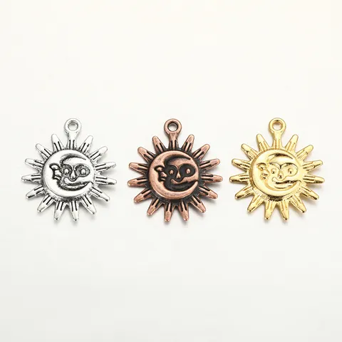 Vintage Punk Sonne Und Mond Legierung Anhänger DIY Kreative Halskette Ohrring Schmuck Zubehör Charme Handwerk