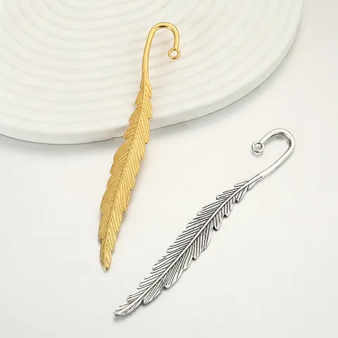 Vintage Ins Stil Feder Form Legierung Lesezeichen Anhänger DIY Schmuck Zubehör Bastelmaterial Retro