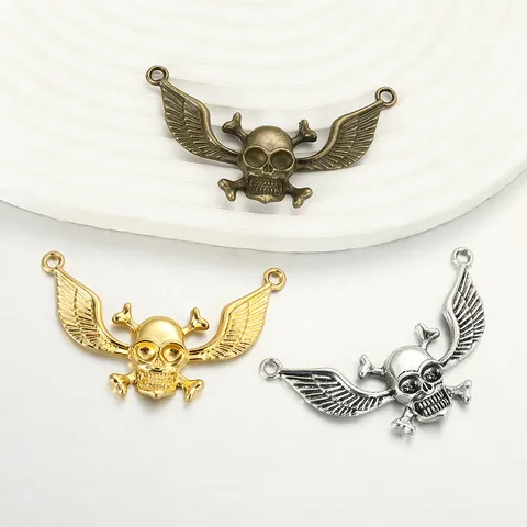 Dunkler Punk Stil Totenkopf Flügel Anhänger Vintage Legierung Hängende Ornament DIY Handgemachte Armband Halskette Schmuck Zubehör