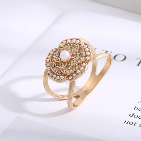 Kamelie Tuchclip Legierung Strass Künstliche Perle Schal Ring Tuch Clip Kleidungsstück Eck Schnalle Damen Schmuck