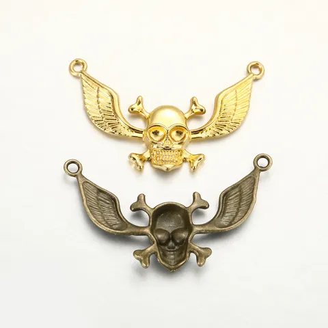Dunkler Punk Stil Totenkopf Flügel Anhänger Vintage Legierung Hängende Ornament DIY Handgemachte Armband Halskette Schmuck Zubehör