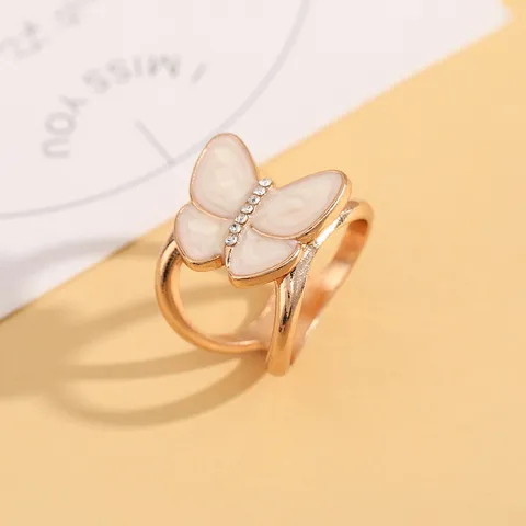 Französischer Vintage Schmetterling Schalschnalle Legierung Weißer Emaille Strass Schal Clip Mode Bekleidung Zubehör Schmuck
